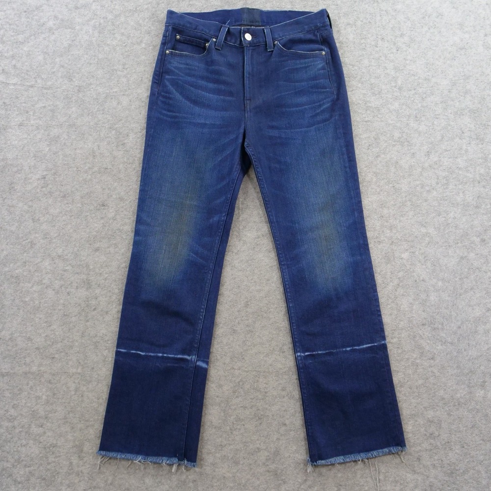 AYR Jeans Womens 28 Blue The Aloe High Rise Straight Leg Raw Hem USA Stretch